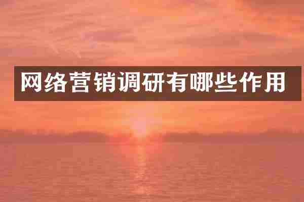 网络营销调研有哪些作用