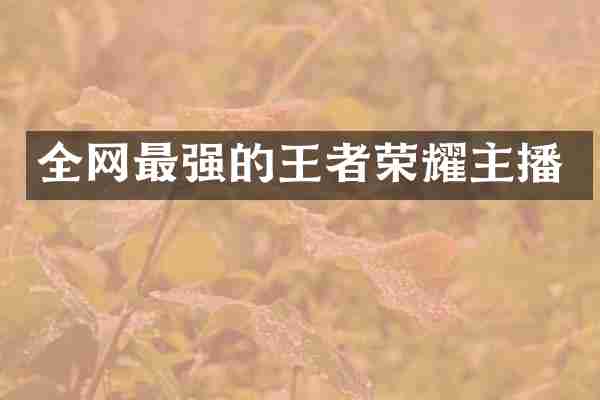 全网最强的王者荣耀主播