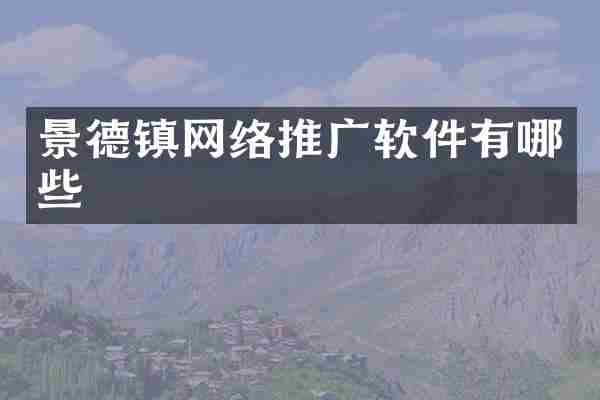 景德镇网络推广软件有哪些