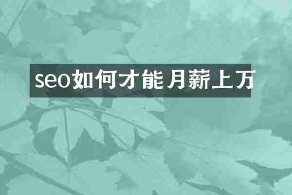 seo如何才能月薪上万