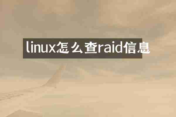 linux怎么查raid信息