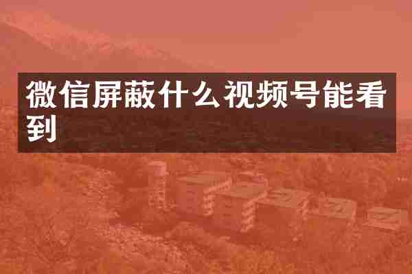 微信屏蔽什么视频号能看到