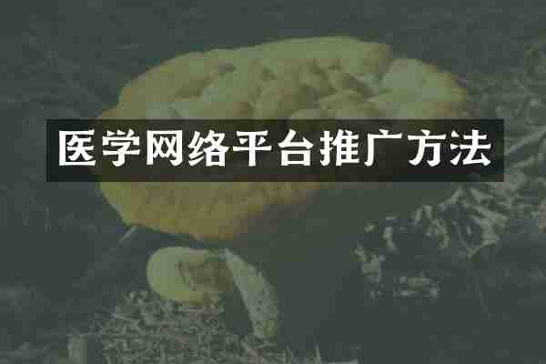 医学网络平台推广方法