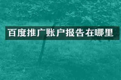 百度推广账户报告在哪里