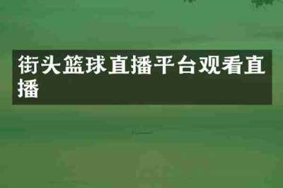 街头篮球直播平台观看直播