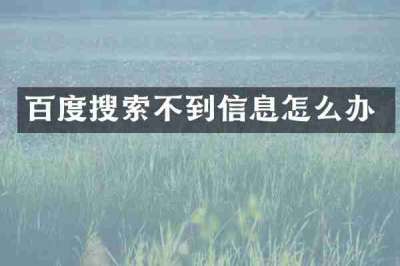百度搜索不到信息怎么办