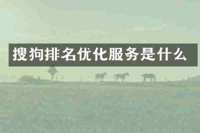 搜狗排名优化服务是什么