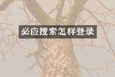 必应搜索怎样登录
