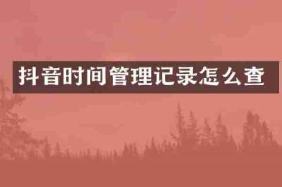抖音时间管理记录怎么查