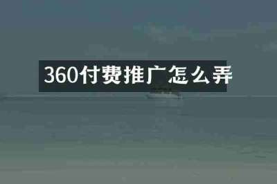 360付费推广怎么弄
