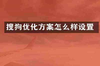 搜狗优化方案怎么样设置