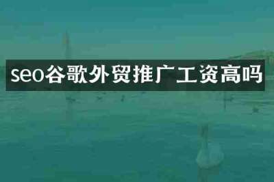 seo谷歌外贸推广工资高吗