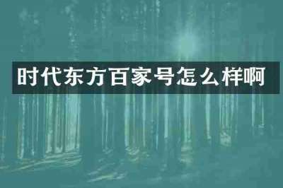 时代东方百家号怎么样啊
