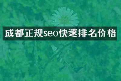 成都正规seo快速排名价格