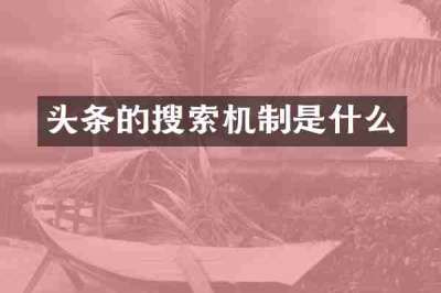 头条的搜索机制是什么