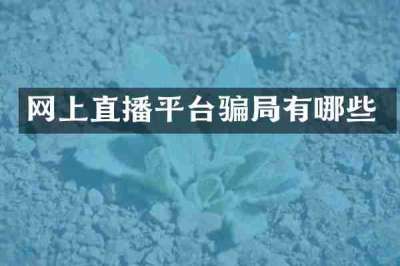网上直播平台骗局有哪些