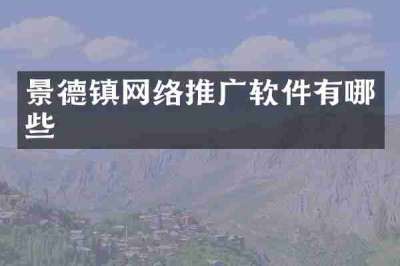 景德镇网络推广软件有哪些