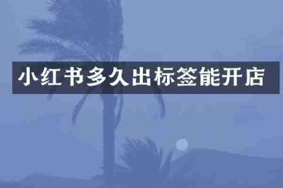 小红书多久出标签能开店