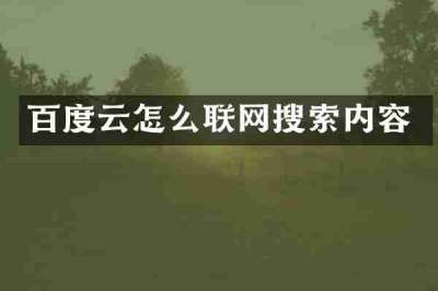 百度云怎么联网搜索内容