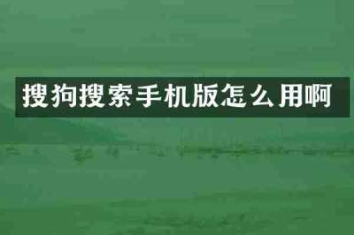 搜狗搜索手机版怎么用啊