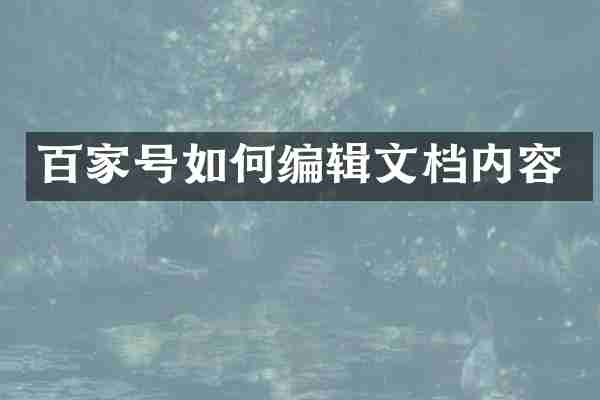 百家号如何编辑文档内容