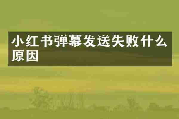 小红书弹幕发送失败什么原因