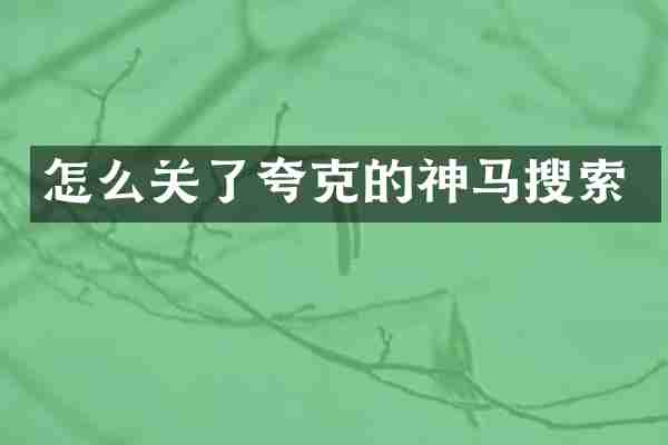 怎么关了夸克的神马搜索