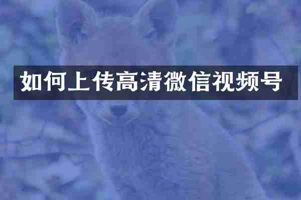 如何上传高清微信视频号