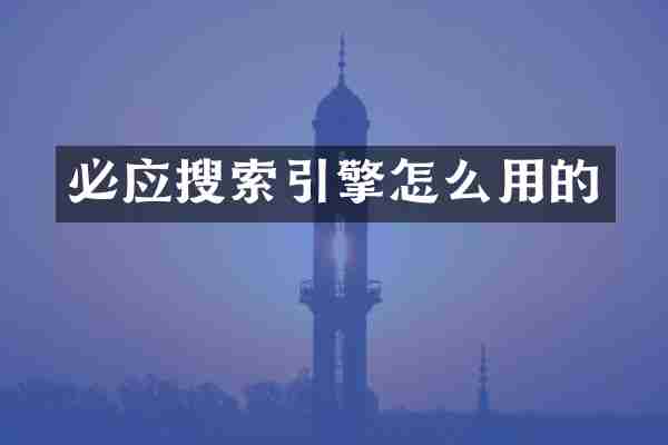 必应搜索引擎怎么用的