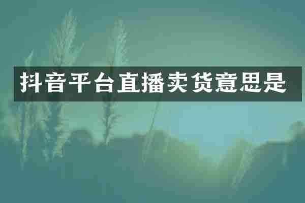 抖音平台直播卖货意思是