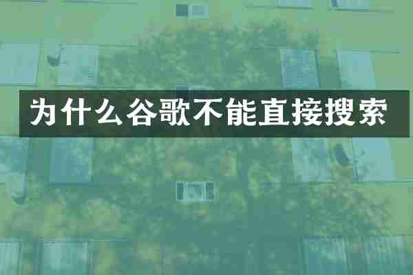 为什么谷歌不能直接搜索