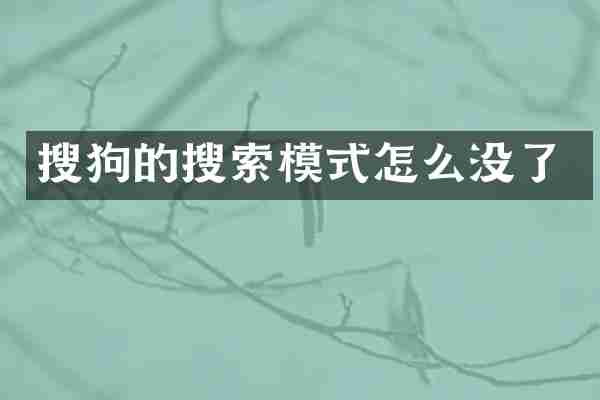 搜狗的搜索模式怎么没了