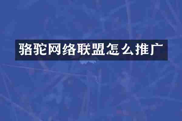 骆驼网络联盟怎么推广