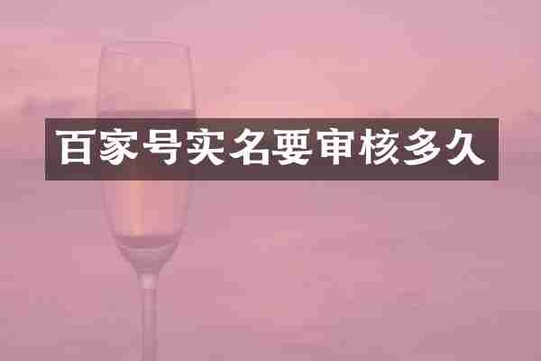 百家号实名要审核多久