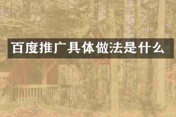 百度推广具体做法是什么