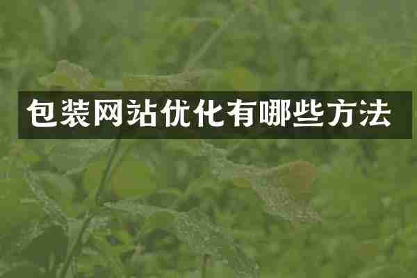 包装网站优化有哪些方法