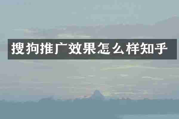 搜狗推广效果怎么样知乎