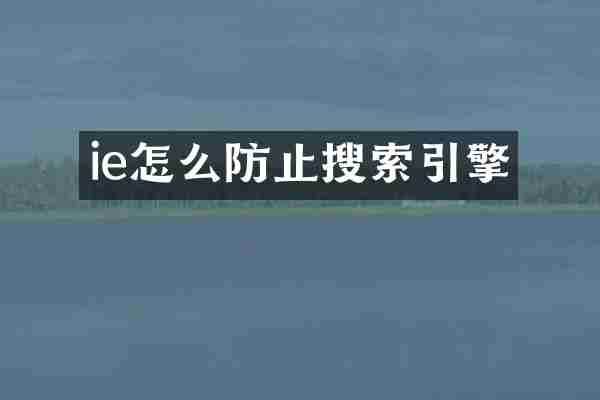ie怎么防止搜索引擎