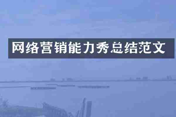 网络营销能力秀总结范文