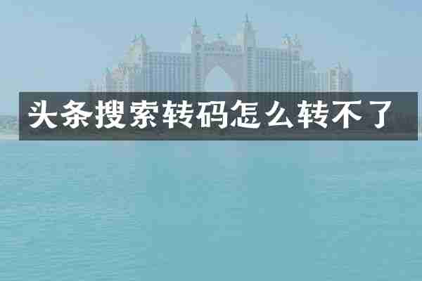 头条搜索转码怎么转不了