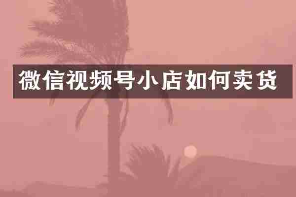 微信视频号小店如何卖货