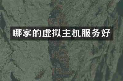 哪家的虚拟主机服务好