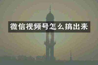 微信视频号怎么搞出来