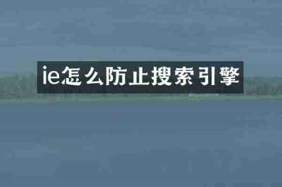 ie怎么防止搜索引擎