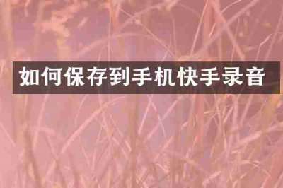 如何保存到手机快手录音