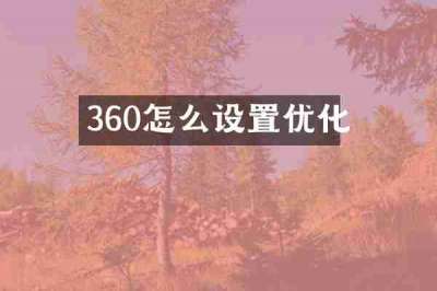 360怎么设置优化