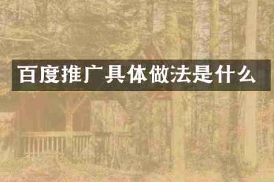百度推广具体做法是什么