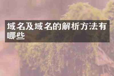 域名及域名的解析方法有哪些