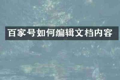 百家号如何编辑文档内容