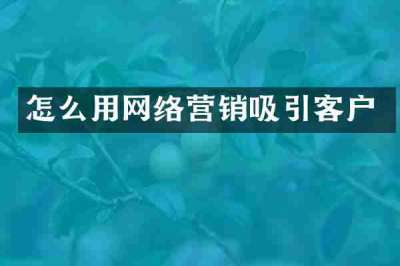 怎么用网络营销吸引客户